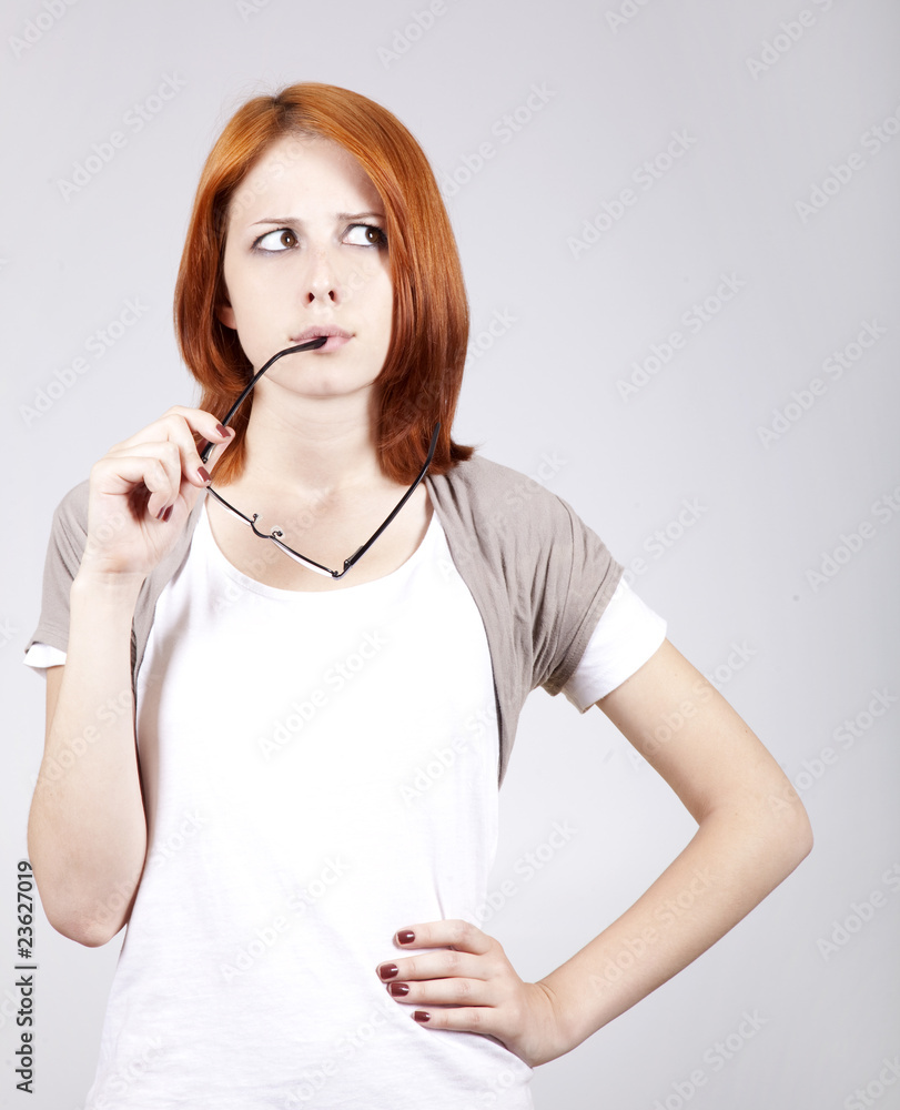 Young Businesswomen in white with glasses. Young Businesswomen in white with glasses.