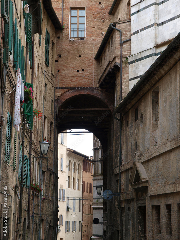 Siena - picturesque street in the historic city centre