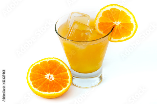Orange juice with ice cube