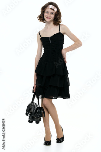 Beautyfull teenage girl in black dress