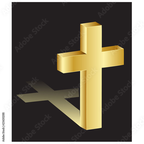 3d Golden cross.Vector