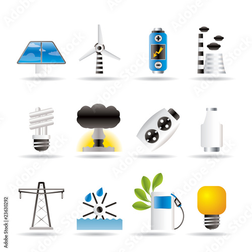 Power, energy and electricity icons - vector icon set