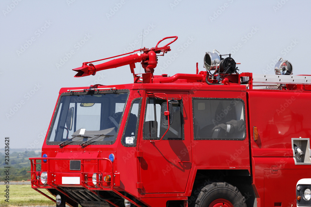Red airport fire engine