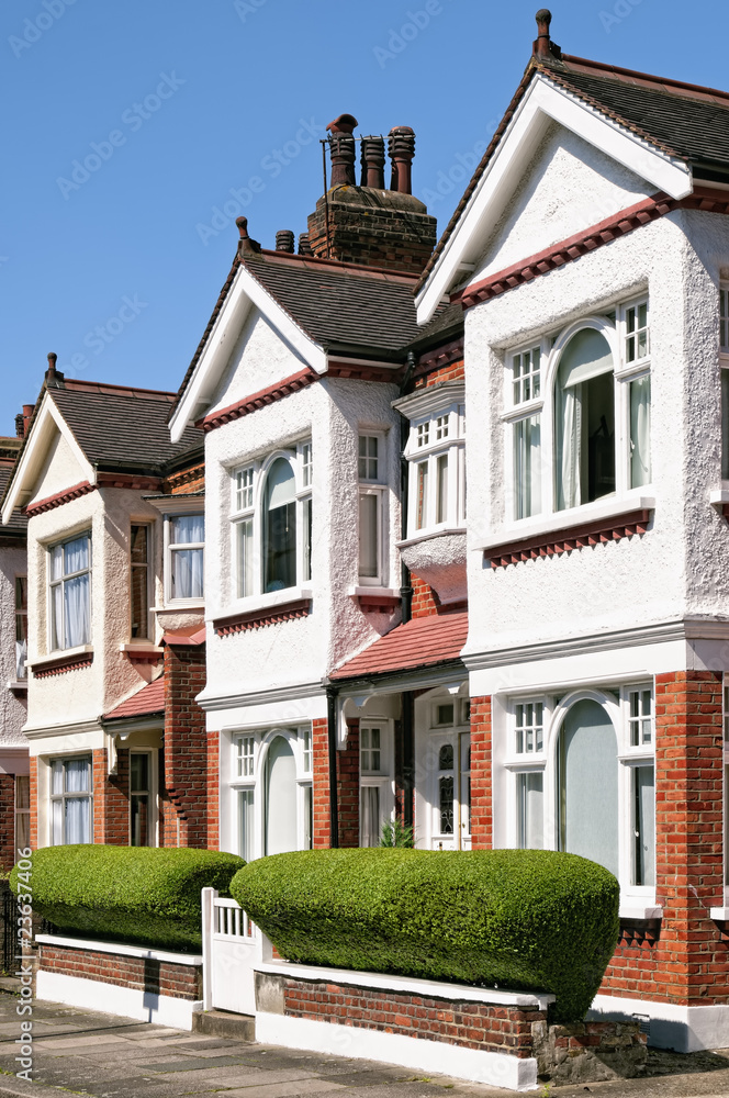 Row of Typical English Terraced Houses at London.