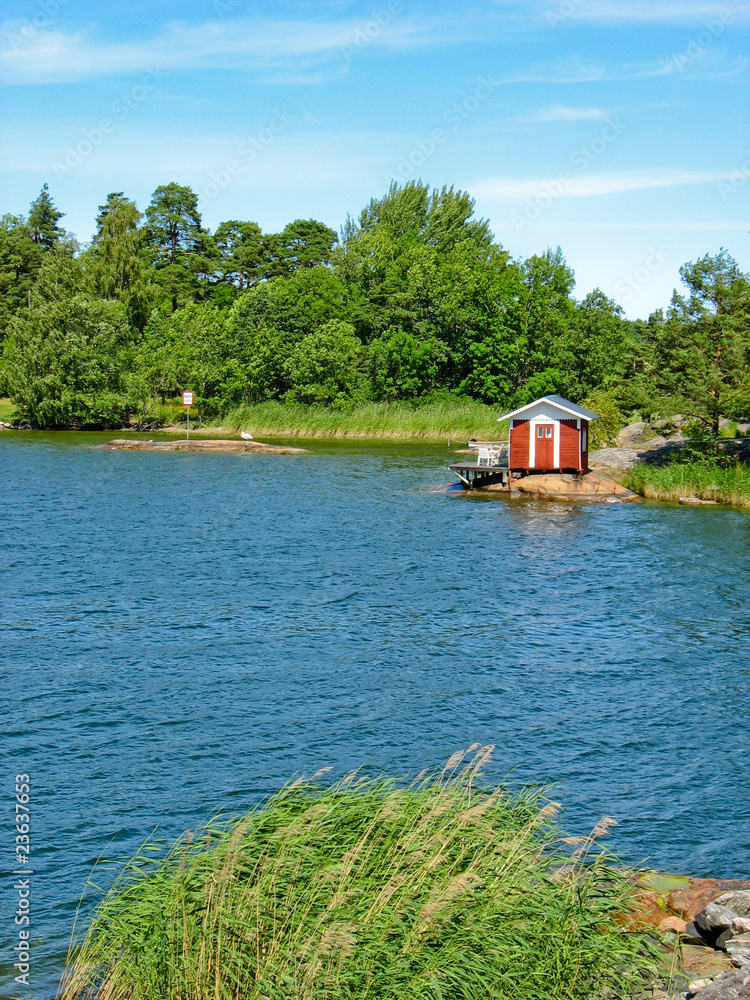Obraz premium Red cabin in Sweden