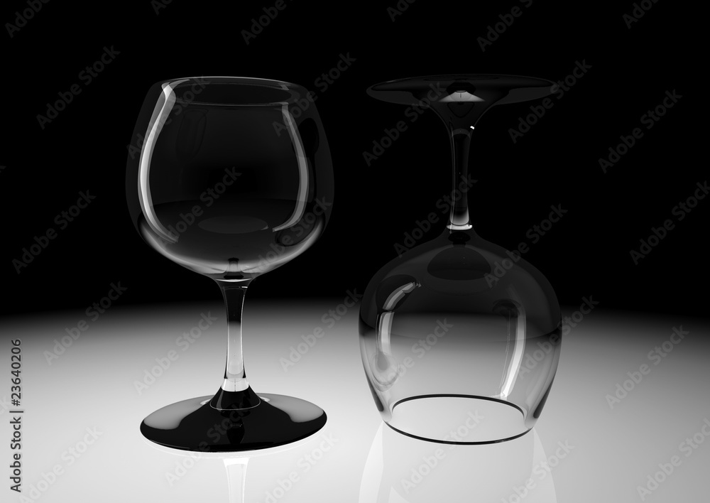 Two Water Glasses on Black