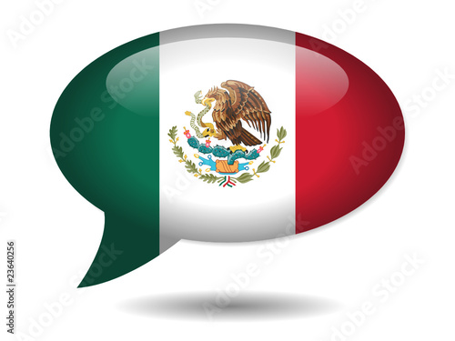 Mexican Flag Speech Bubble Icon (Mexico Spanish Button Vector)