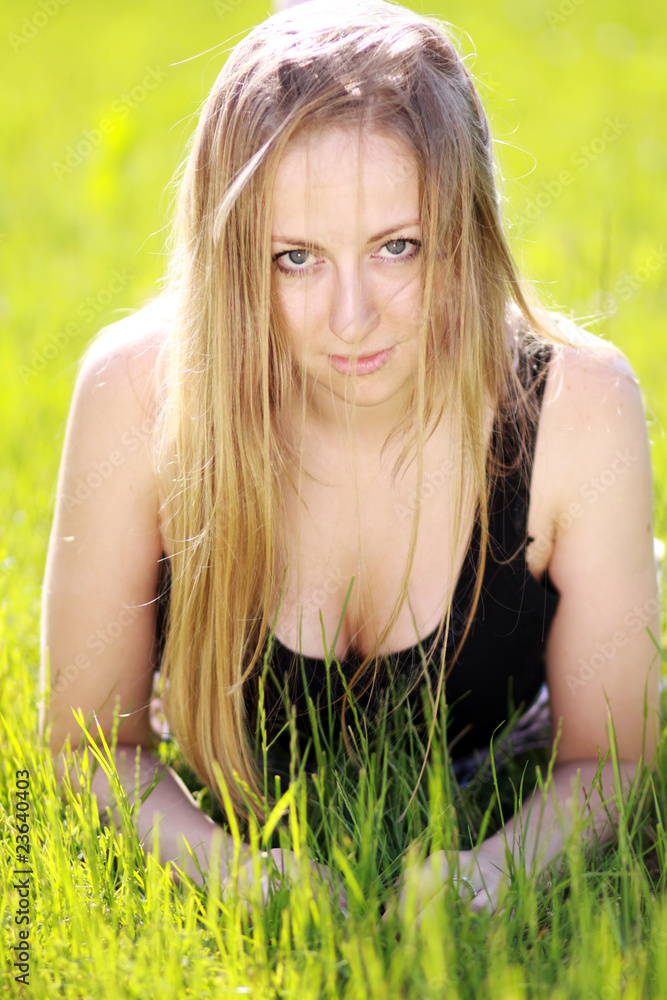 woman on the green grass woman on the green grass