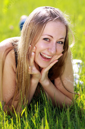 woman on the green grass