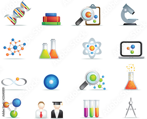 science detailed icon set in full colour