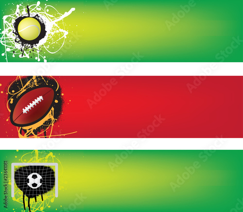 tennis, american football and soccer banner