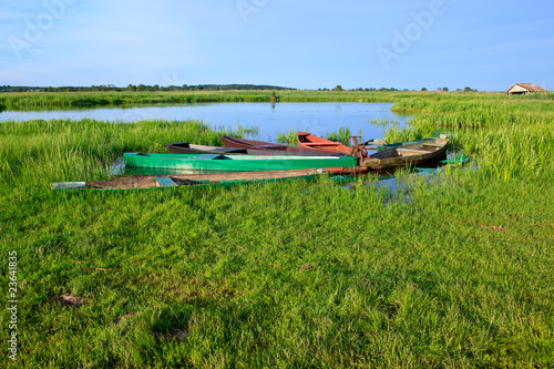 old wooden boats on the river