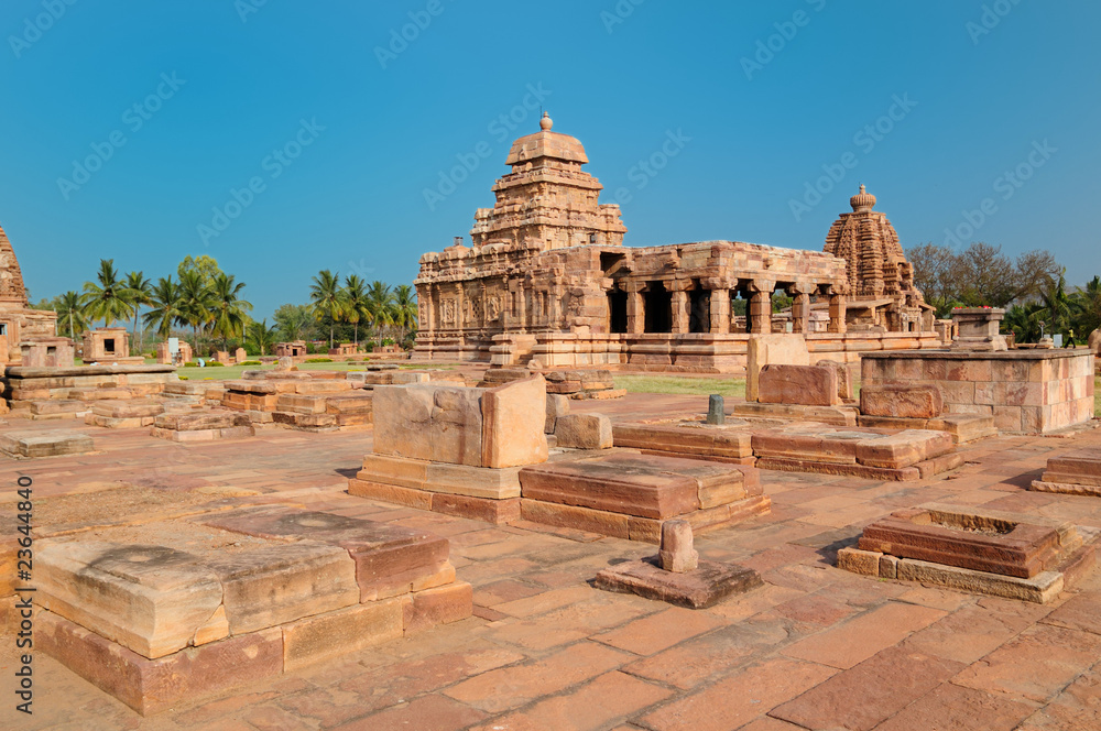 The ruins ancient hindu temple in Pattadakal, Karnataka, India