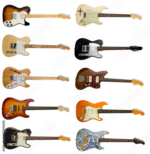 collection of classic electric guitars