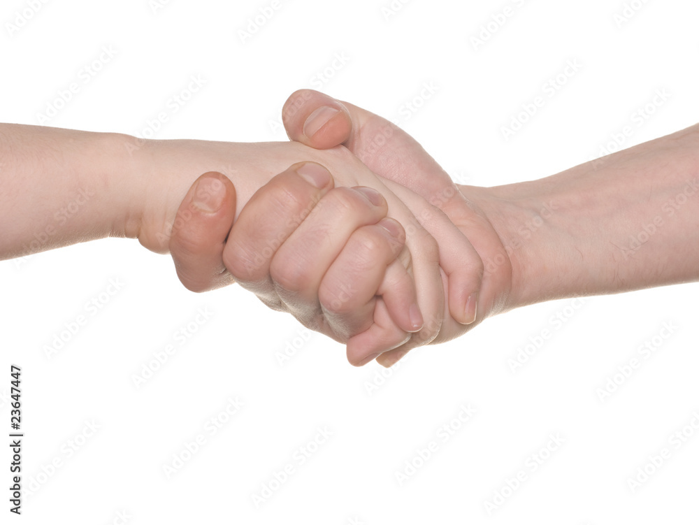 handshake. Men and woman hands isolated over white handshake. Men and woman hands isolated over white