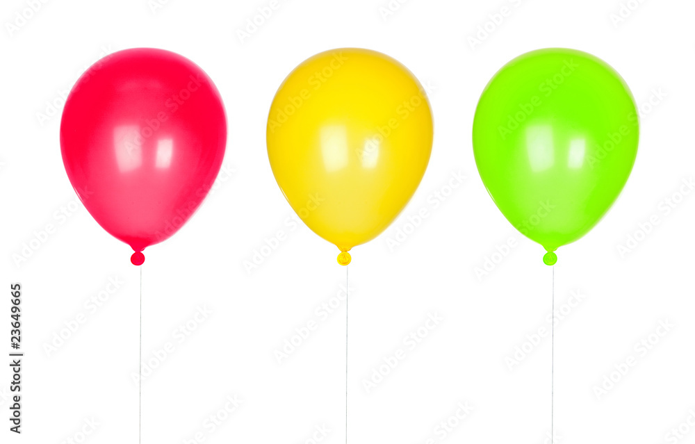 Three colorful balloons inflated Three colorful balloons inflated