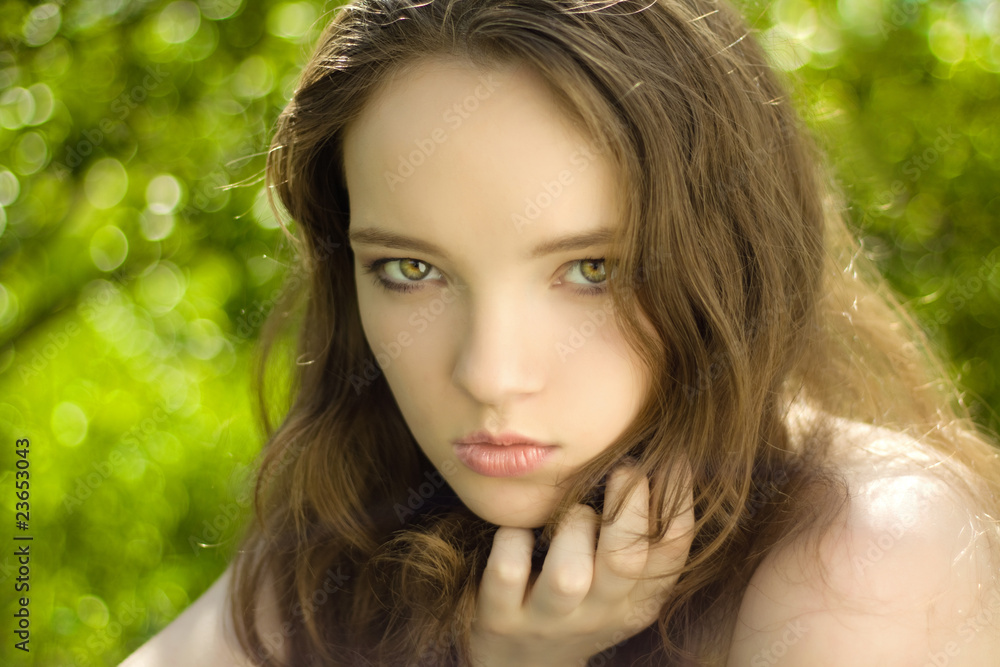 beautiful brunette teenager girl portrait outdoor beautiful brunette teenager girl portrait outdoor