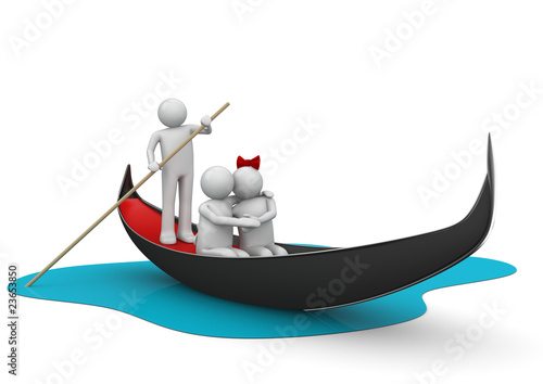 Gondolier and romantic couple in gondola - Workers / Lifestyle c