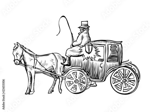 Vintage taxi image, vector.