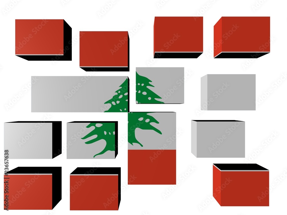 Lebanon Flag on cubes against white illustration Lebanon Flag on cubes against white illustration