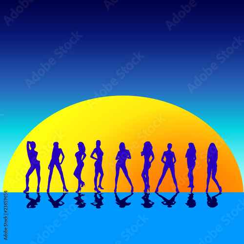 illustration of girl vector silhouettes