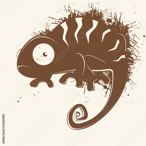 chamäleon cartoon lustig vintage maskottchen