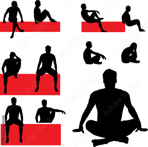 man sitting vector silhouettes