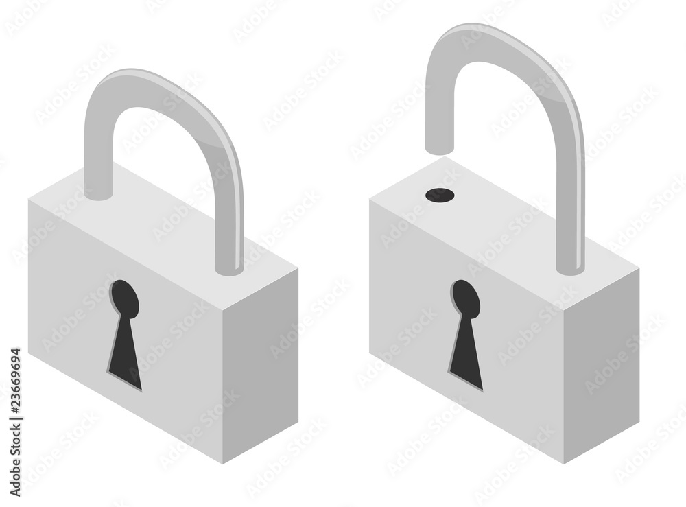 Vector illustration of opened and closed lock Vector illustration of opened and closed lock