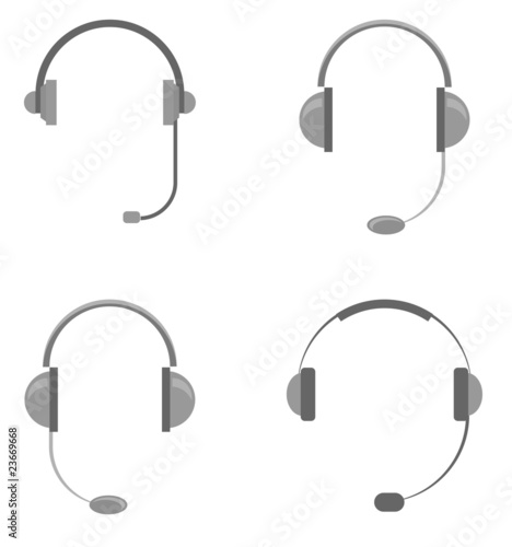 Vector illustration of different types of headsets