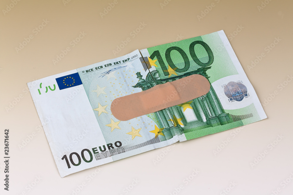 Obraz premium Euro Geldscheine mit Heftpflaster