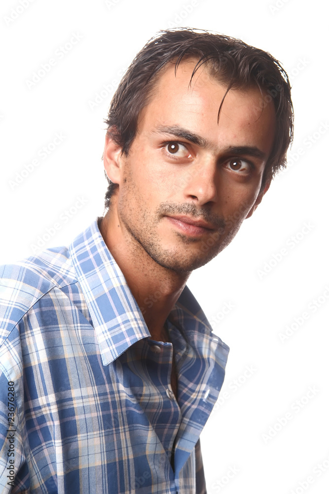 casual man portrait with hat in white background casual man portrait with hat in white background