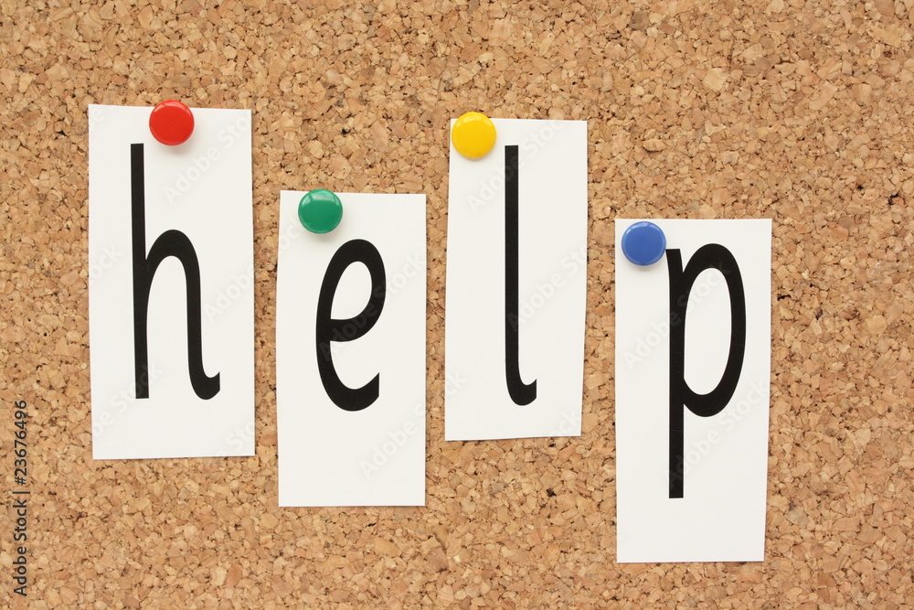 Help in letters on a cork board Help in letters on a cork board