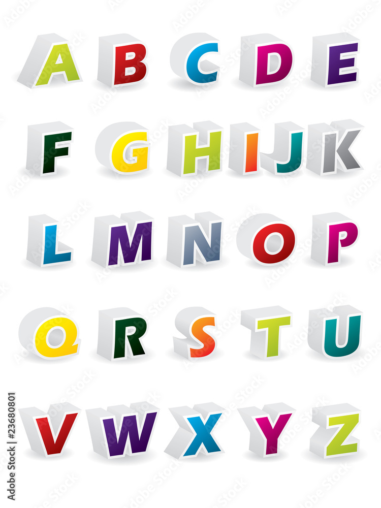 Colored 3d alphabet with shadows Colored 3d alphabet with shadows