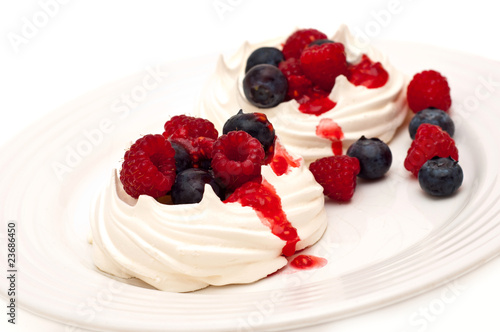 berries on meringue nests