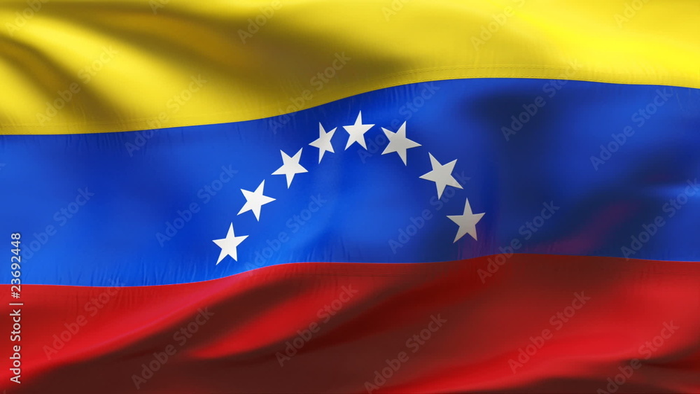 Creased Venezuela flag in wind with seams and wrinkle Creased Venezuela flag in wind with seams and wrinkle