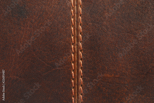 brown leather with seam