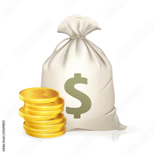 Moneybag and coin