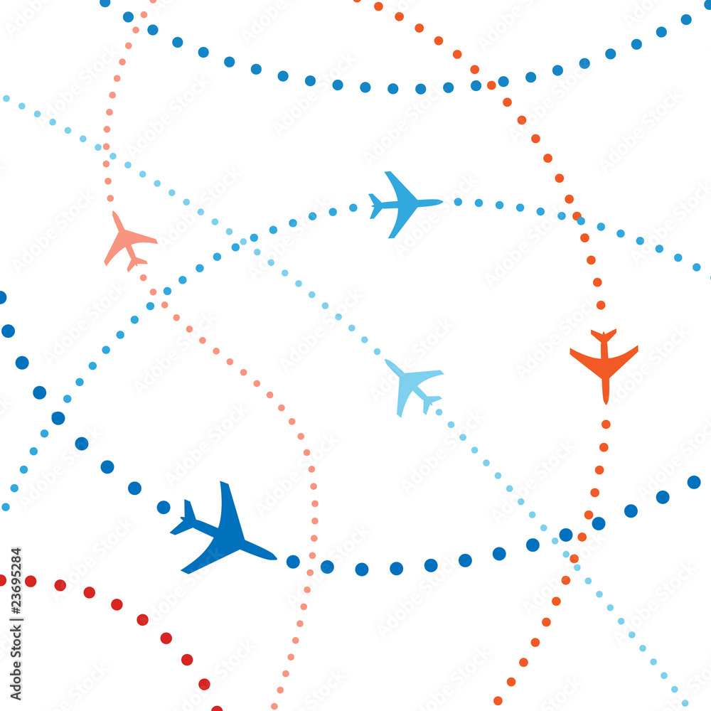 Colorful airline planes travel flights air traffic