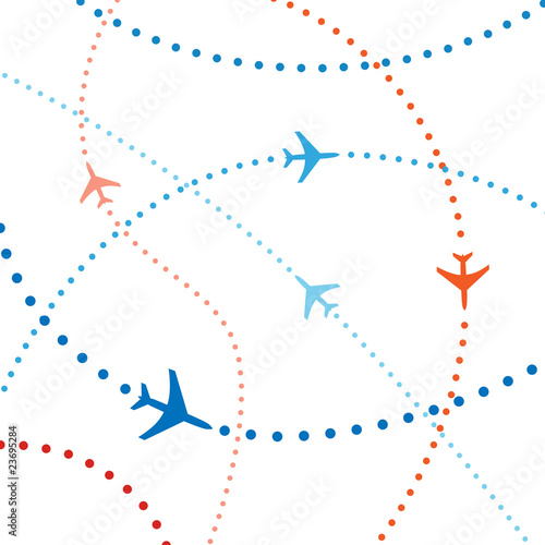 Colorful airline planes travel flights air traffic