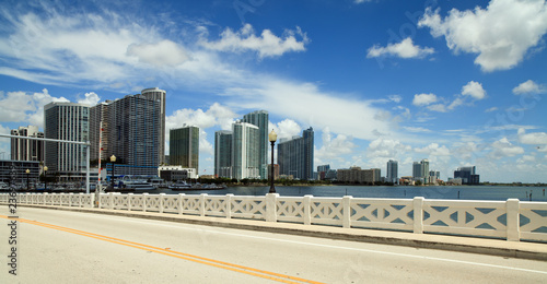 Miami Biscayne Bay on Venetian Causeway Bridge