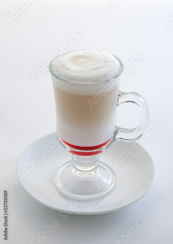 Latte with cherry syrup