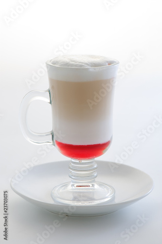 Latte with cherry syrup