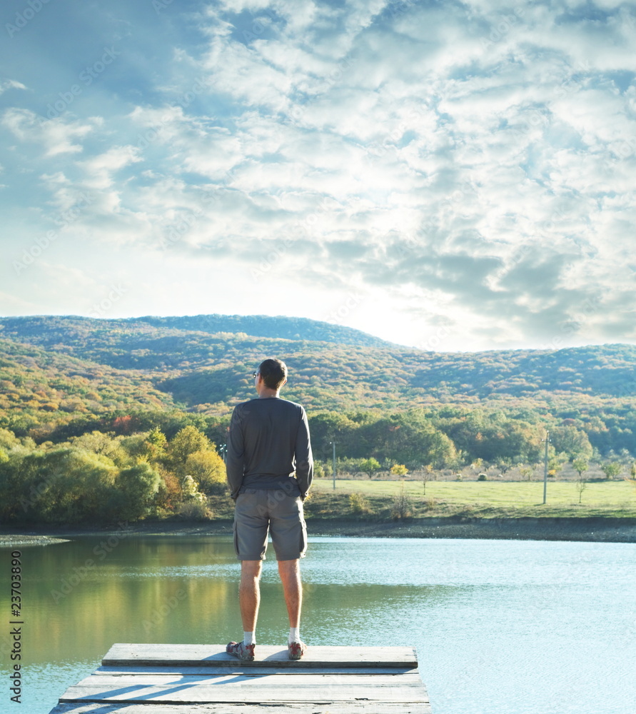 Fototapeta premium Man on the lake