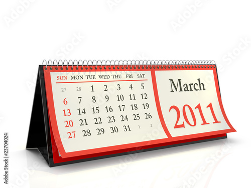 Obraz na płótnie Desktop Calendar 2011 March