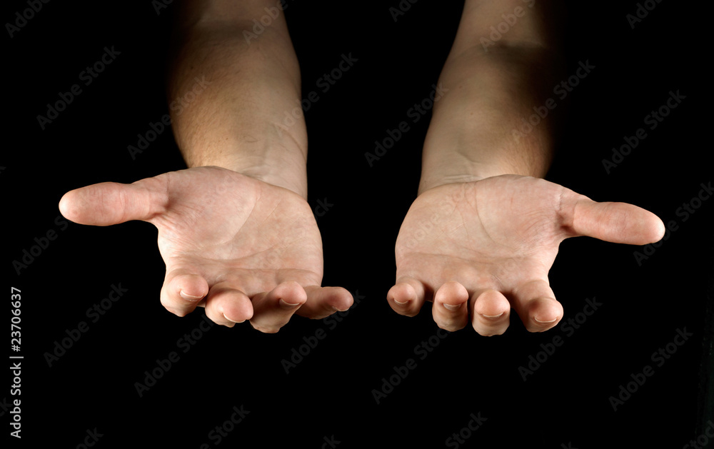 Hands isolated on black background Hands isolated on black background