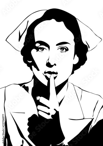Enfermera pidiendo silencio