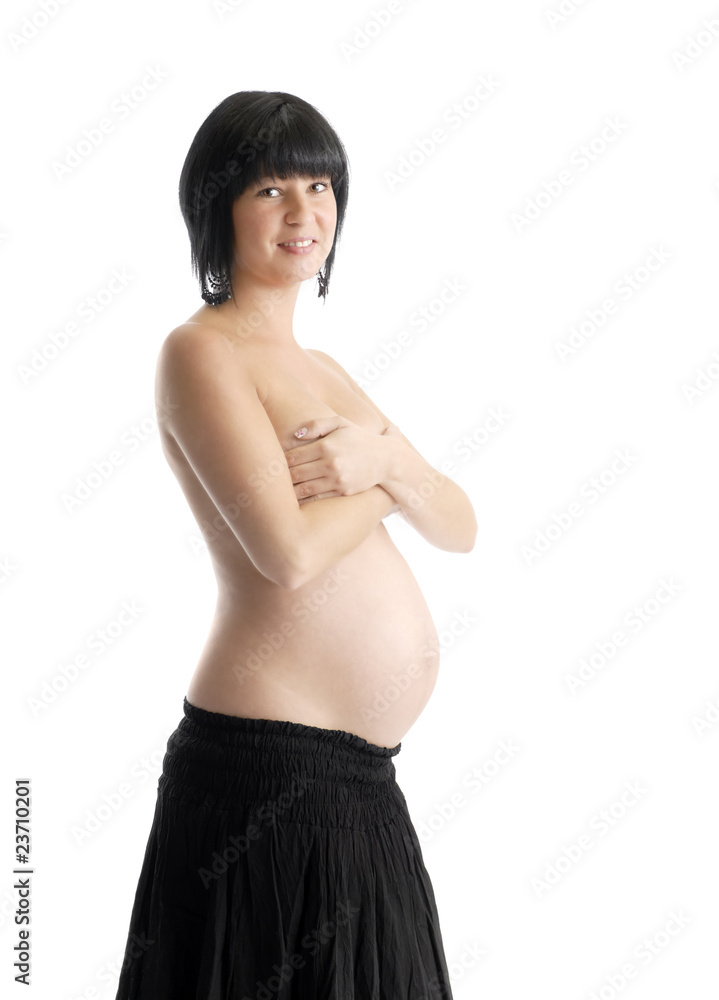 jeune femme enceinte sur fond blanc jeune femme enceinte sur fond blanc