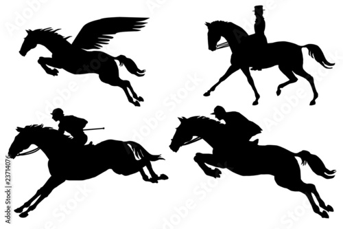 horses silhouette collection on the white background vector