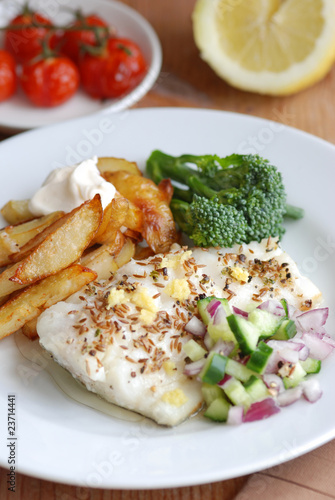 Roast fish and chips