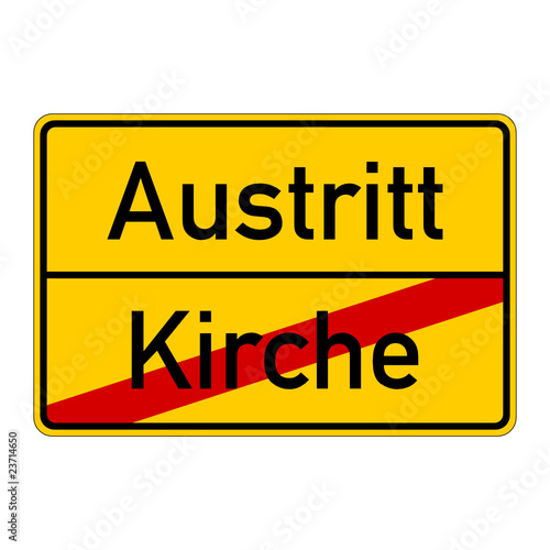 ortsschild - kirche - austritt